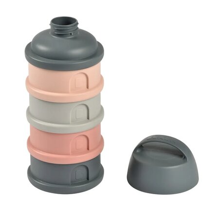 Recipient lapte praf cu 4 compartimente, Mineral Grey/Pink, Beaba 563417
