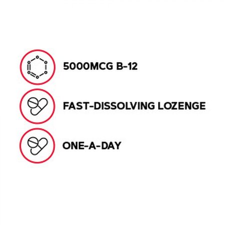 Vitamina B-12 5000 mcg cu aroma de cirese, 60 drajeuri, GNC 563436