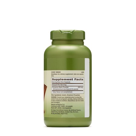 Cinnamon Bark 500 mg Herbal Plus, 200 capsule, GNC 563444