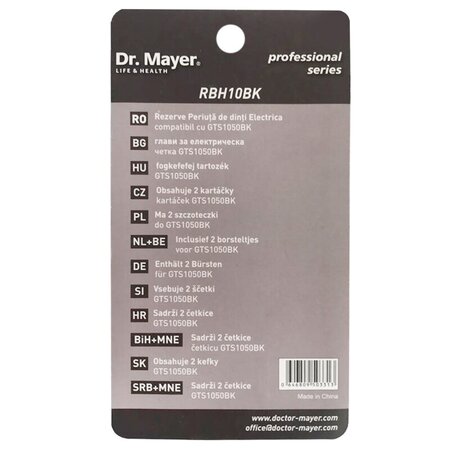 Rezerve pentru periuta de dinti electrica GTS1050, Negru, 2 bucati, Dr.Mayer 563536