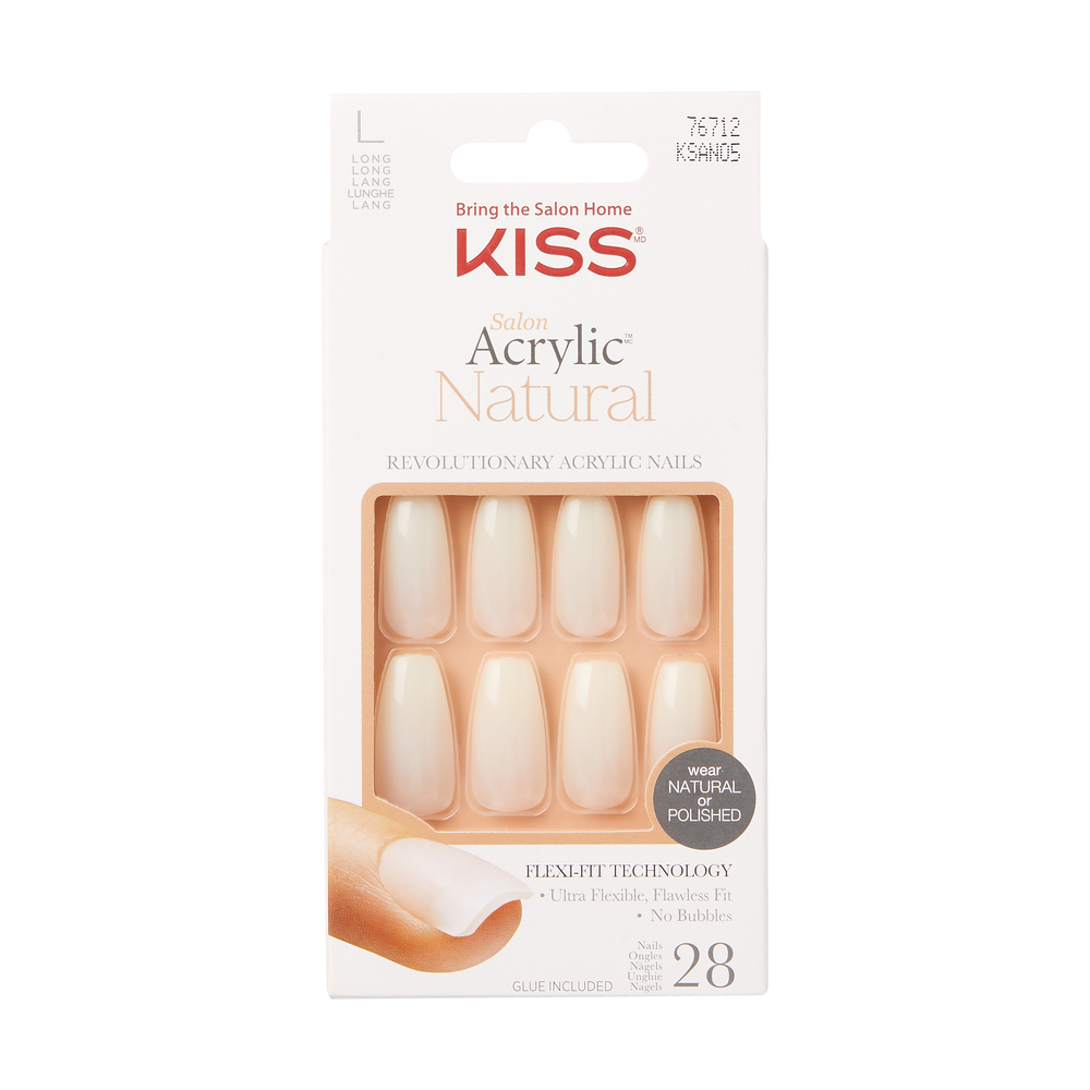 Unghii false Salon Acrylic, L, 28 bucati, Natural, Kiss