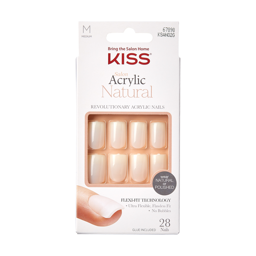 Unghii false Salon Acrylic, M, 28 bucati, Natural, Kiss