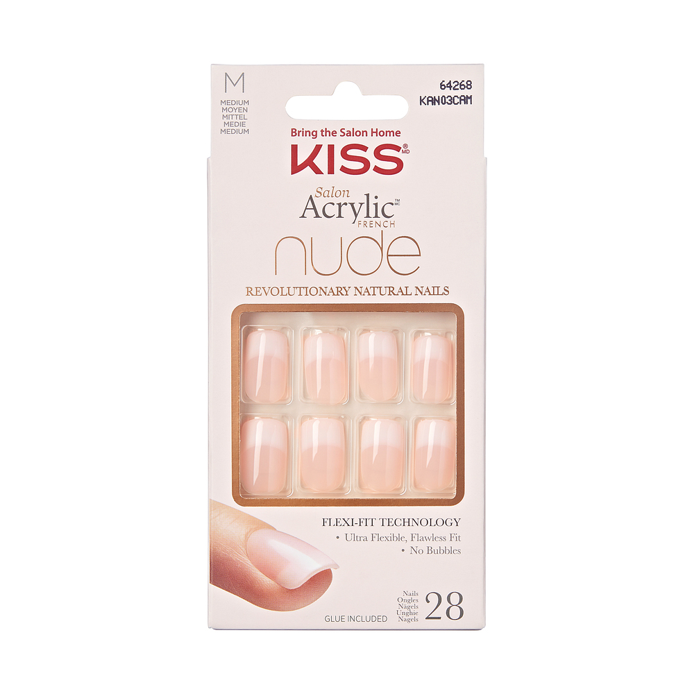 Unghii false Salon Acrylic, M, 28 bucati, French Nude, Kiss