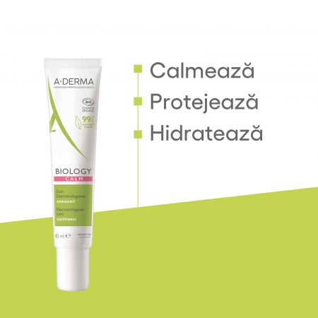 Crema Bio calmanta pentru ten reactiv-intolerant Calm Biology, 40 ml, A-Derma 563675