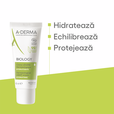Crema hidratanta pentru piele normal-mixta Biology, 40 ml, A - Derma 563680