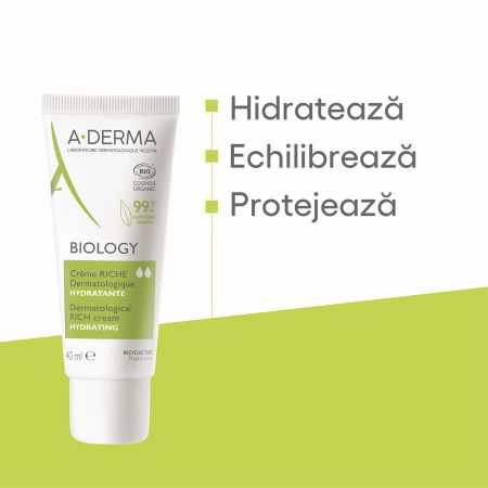 Crema Bio hidratanta pentru piele uscata Riche Biology, 40 ml, A - Derma 563690