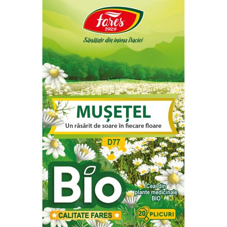 Ceai de musetel Bio D77, 20 plicuri, Fares