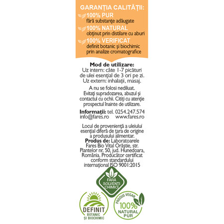 Ulei esential de tamaie, 10 ml, Fares 722424