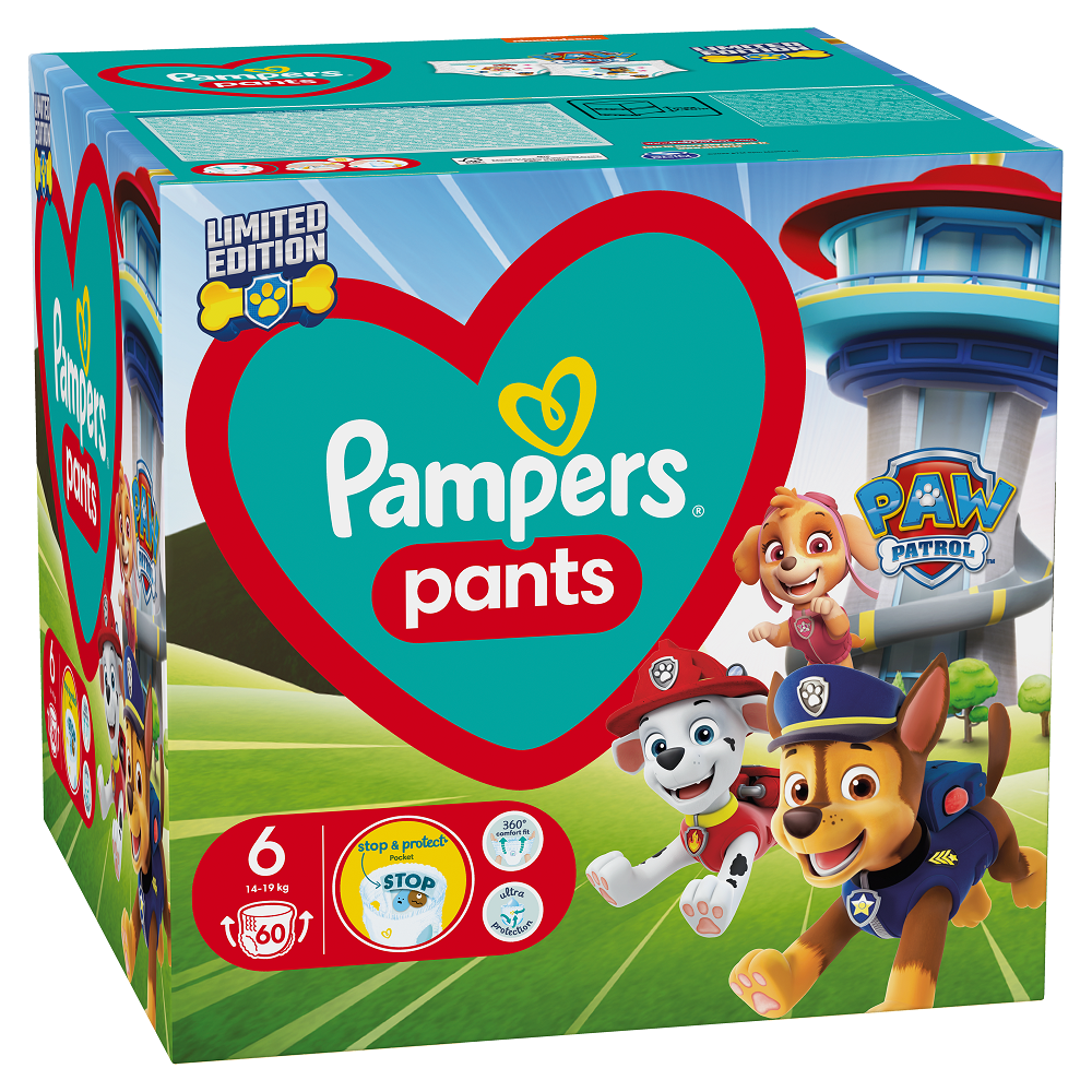 Scutece Pants Patrula Catelusilor, Nr. 6, 14 -19 kg, 60 buc, Pampers