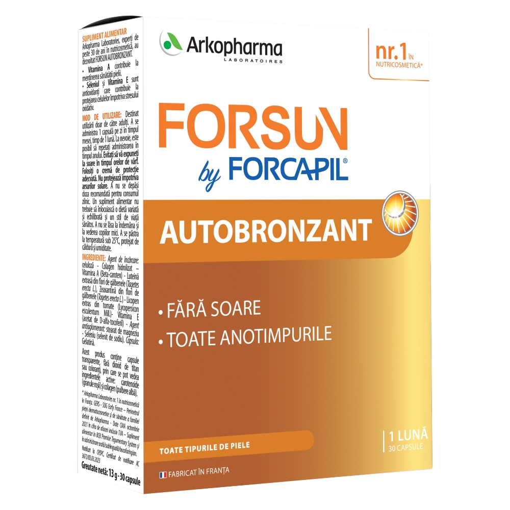 Forcapil Forsun Autobronzant, 30 capsule, Arkopharma