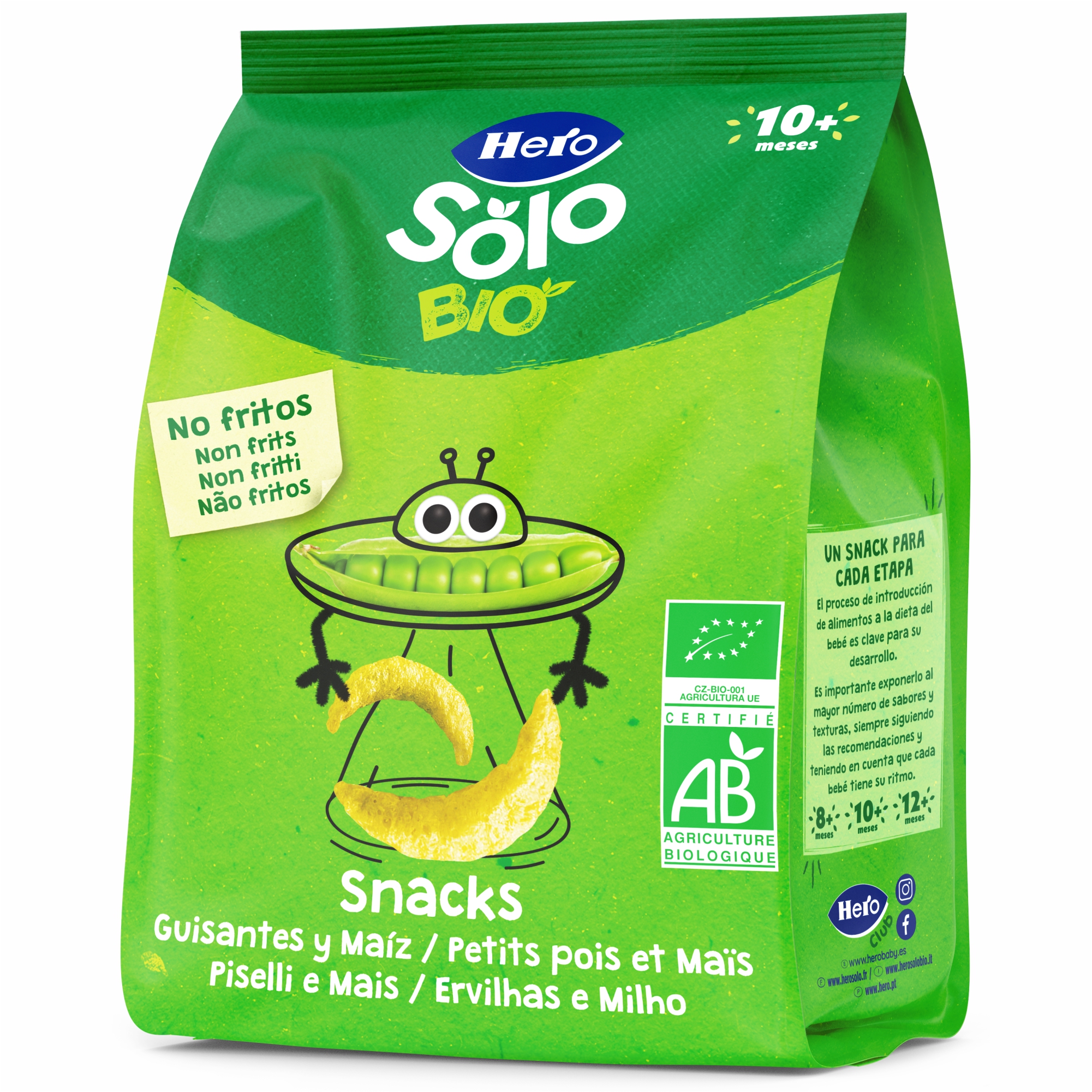 Snack BIO cu mazare si porumb, 40 g, Hero Solo