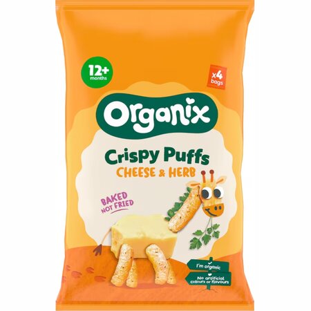 Snack Bio din porumb cu branza si patrunjel, +10 luni, 4x15 g, Organix