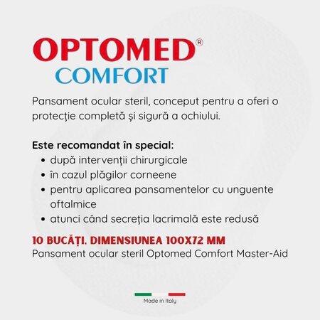 Pansament ocular steril Optomed Comfort, 100 x 72 mm, 10 buc, Master Aid 720318