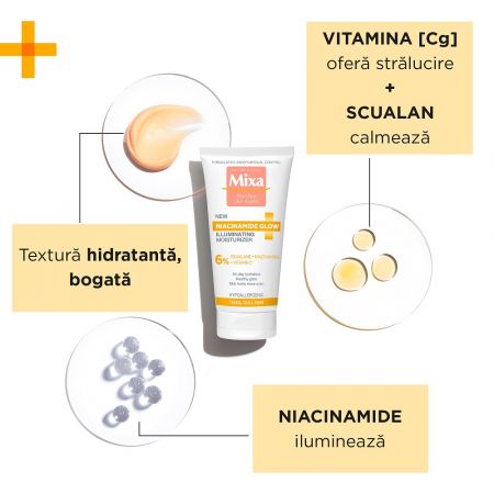 Crema hidratanta iluminatoare Niacinamide Glow, 50 ml, Mixa 564965