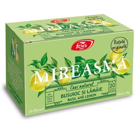 Ceai cu busuioc si lamaie Mireasma, 20 plicuri, Fares