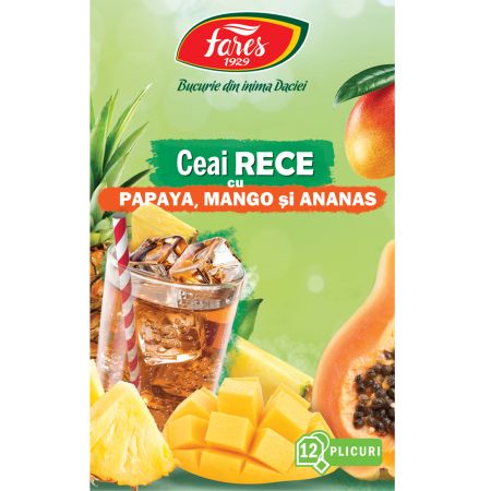 Ceai rece cu papaya mango si ananas, 12 plicuri, Fares 722982