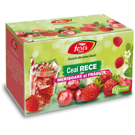 Ceai rece cu Merisoare si Fragute, 12 plicuri, Fares