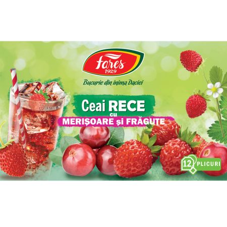 Ceai rece cu Merisoare si Fragute, 12 plicuri, Fares 722975