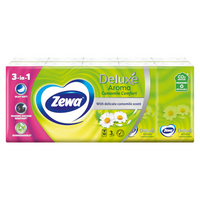 Batiste de hartie delicate 3 straturi Deluxe, Camomile, 10 pachete, Zewa