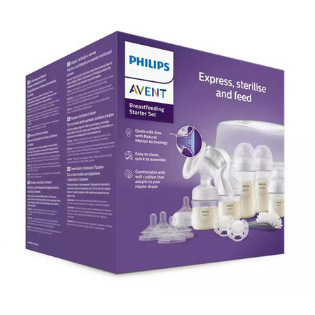 Set pentru alaptare cu pompa manuala si sterilizator Philips Avent, SCD430/50, Philips 565305