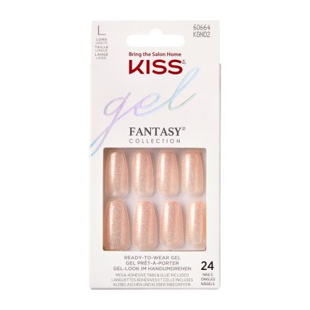 Unghii false Gel Fantasy, Long Coffin, Glitter Rock Candy, Kiss