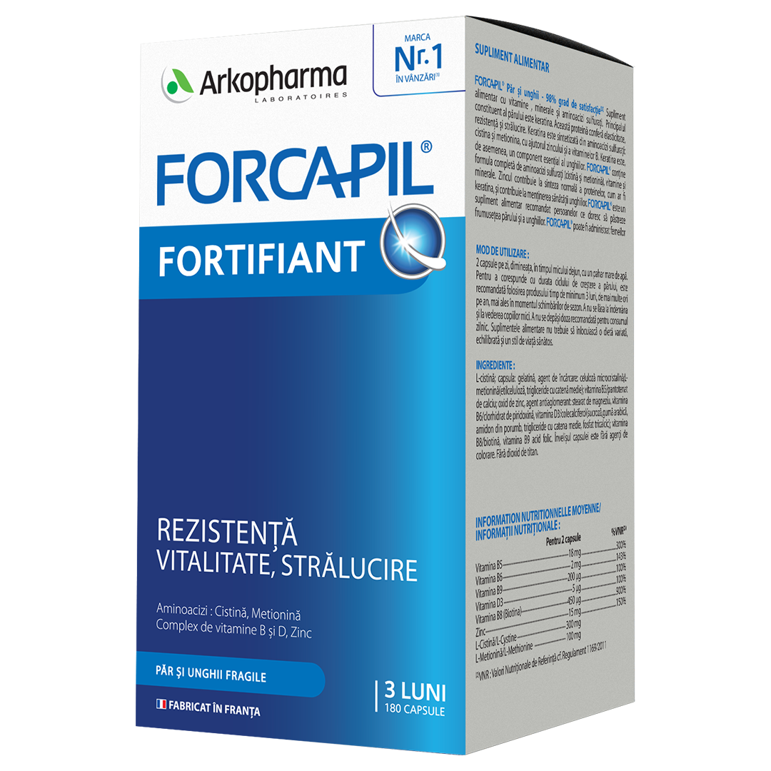 Forcapil par si unghii Fortifiant, 180 capsule, Arkopharma