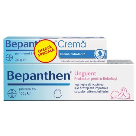 Pachet Bepanthen Unguent, 100 g + Bepanthen Crema, 30g