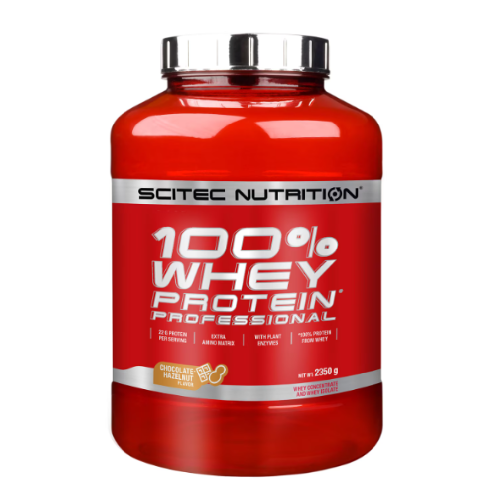 100% Whey Protein Professional, aroma de ciocolata cu alune, 2350 g, Scitec Nutrition