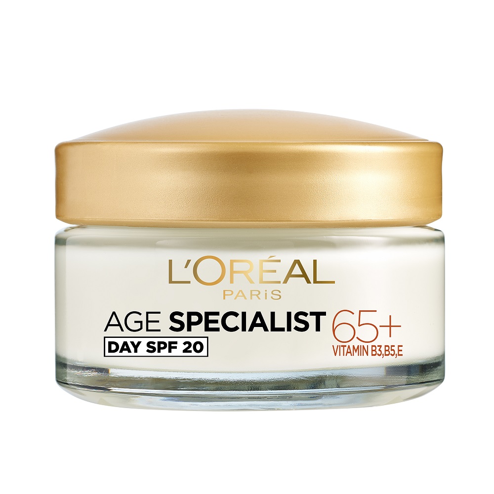 Crema antirid de zi hranitoare cu SPF 20 65+ Age Specialist, 50 ml, Loreal Paris