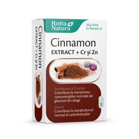 Cinnamon extract + Crom si Zinc, 30 capsule, Rotta Natura