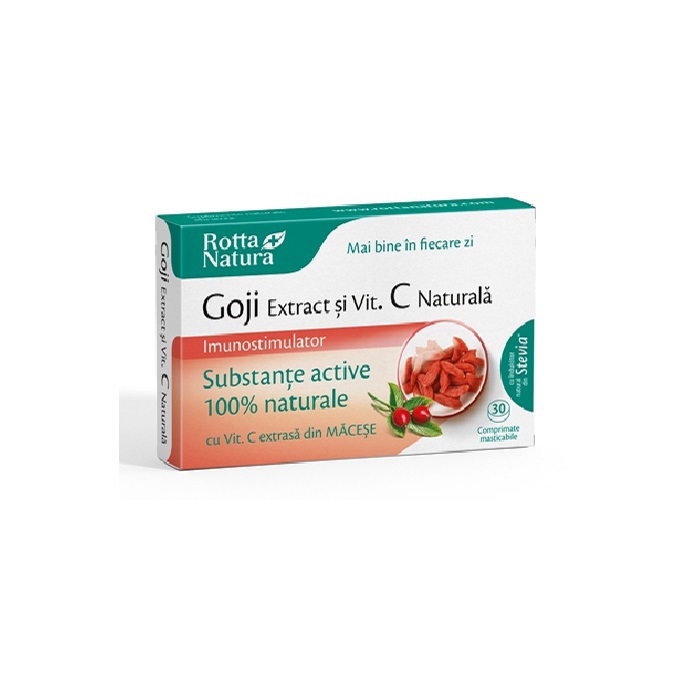 Extract de Goji si Vitamina C Naturala, 30 comprimate, Rotta Natura