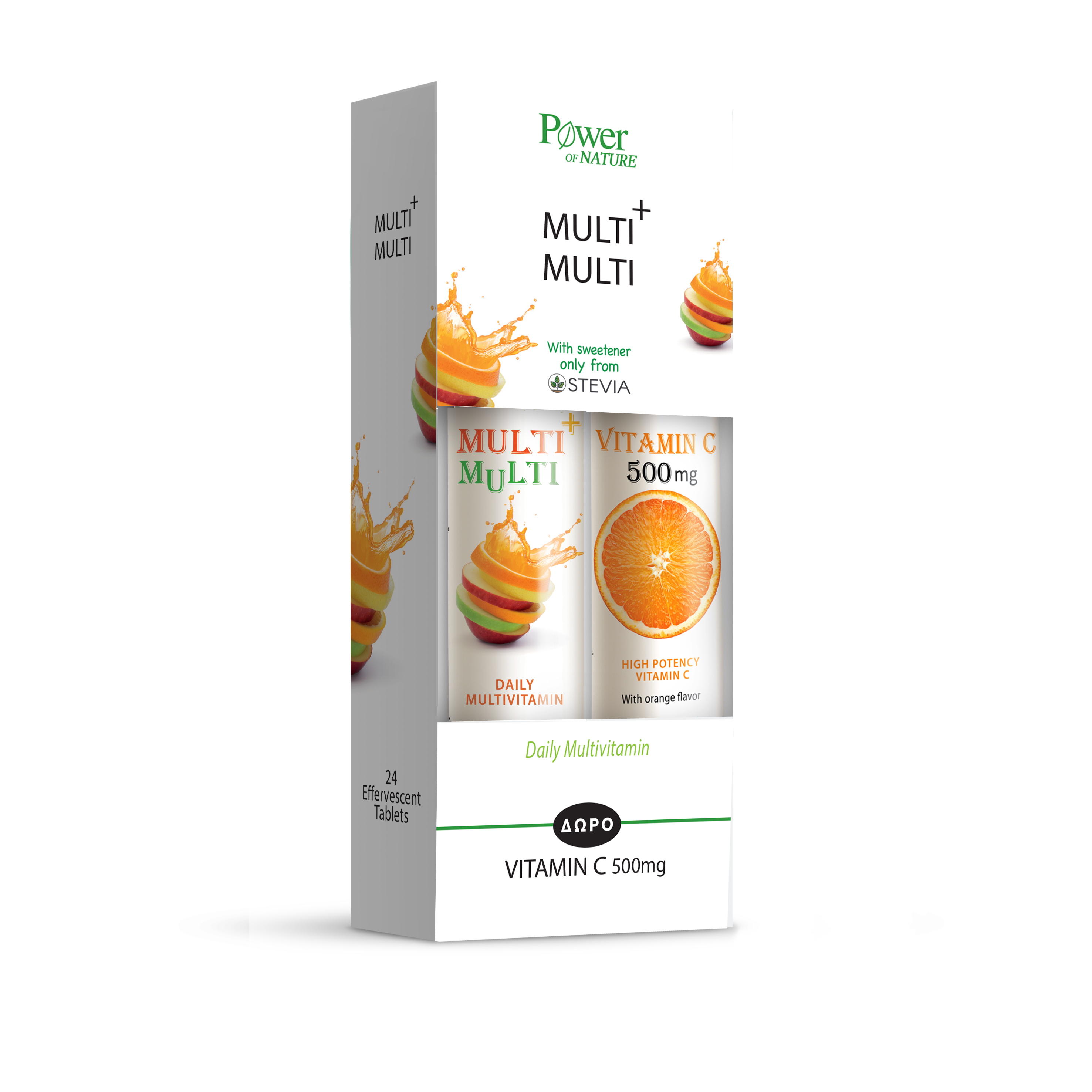 Pachet Multi+Multi Stevia + Vitamina C 500 mg, 24 tablete + 20 tablete, Power of Nature