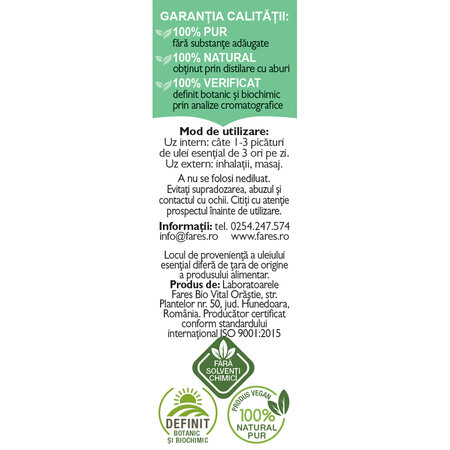 Ulei esential de oregano, 10 ml, Fares 722417