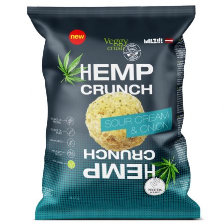 Snack proteic bio cu smantana si ceapa Hemp Crunch