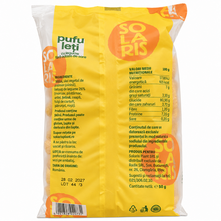 Pufuleti cu legume fara adaos de sare, 50 g, Solaris 808538