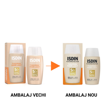 Crema de protectie solara SPF50 Fotoprotector Fusion Water Color, Light, 50 ml, Isdin 791268