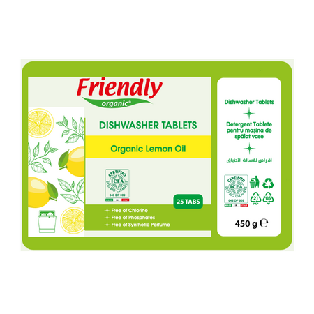 Detergent de vase automat, 18 g x 25 tablete, Friendly Organic