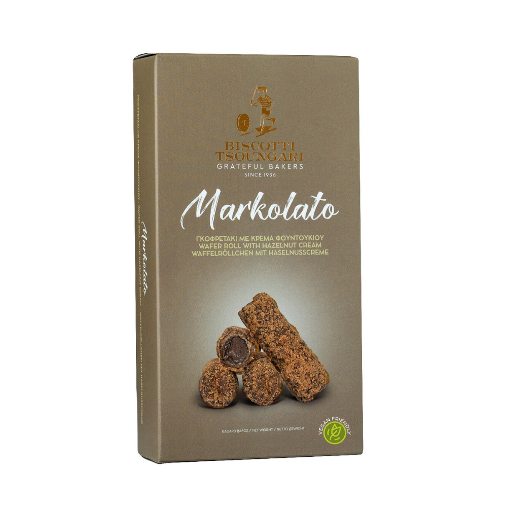 Wafer Rolls cu crema de alune, 170 g, Markolato