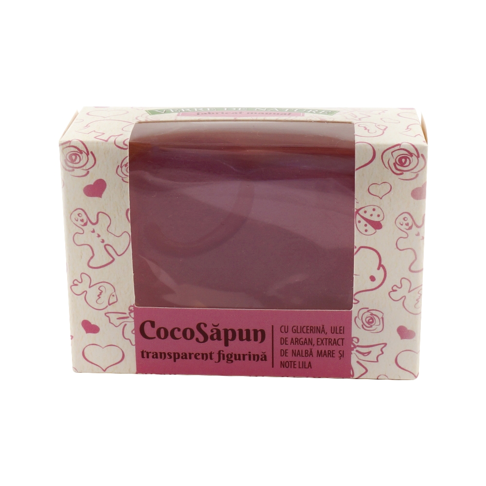 CocoSapun transparent figurine cu argan, nalba mare si note lila, 50 g, Verre de Nature