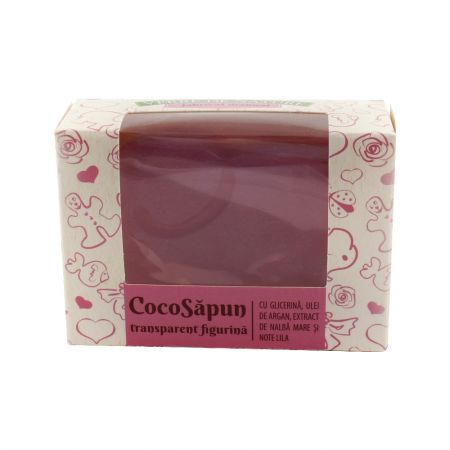 CocoSapun transparent figurine cu argan, nalba mare si note lila 