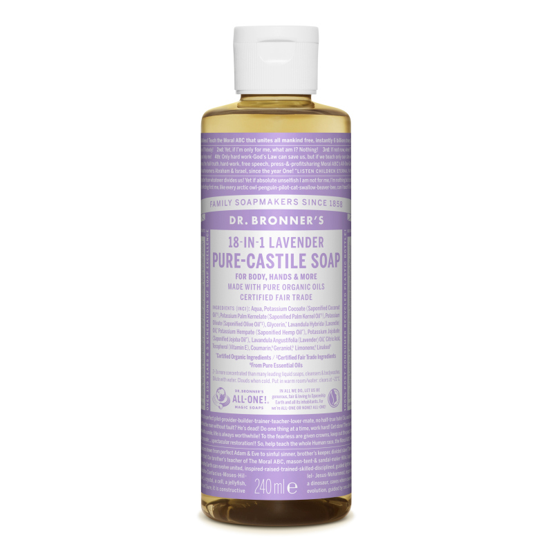 Sapun magic lichid 18 in 1 cu lavanda Castilia, 240 ml, Dr. Bronner's