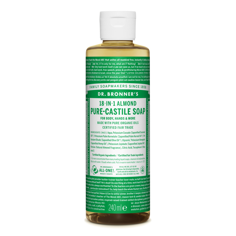 Sapun magic lichid 18 in 1 cu migdale Castilia, 240 ml, Dr. Bronner's