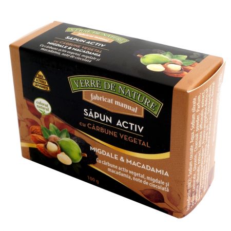 Sapun Activ cu carbune vegetal, migdale, macadamia si note de ciocolata