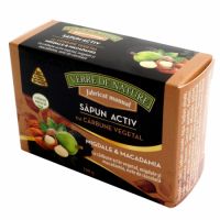 Sapun Activ cu carbune vegetal, migdale, macadamia si note de ciocolata, 100 g, Verre de Nature