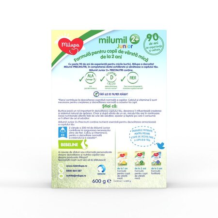 Formula de lapte Milumil Junior, +2 ani, 600 g, Milupa 753526