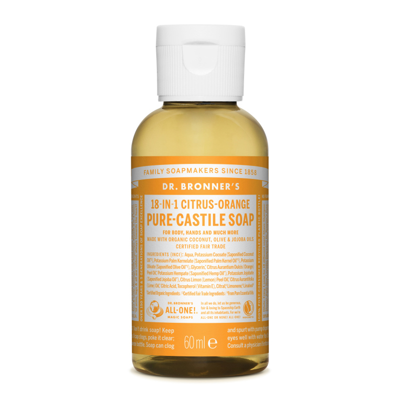 Sapun magic lichid 18 in 1 cu citrice pentru calatorii Castilia, 60 ml, Dr. Bronner's