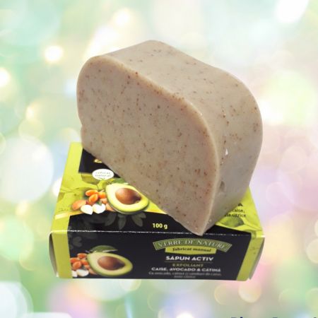 Sapun Activ Exfoliant cu samburi de caise, morcov, avocado si note citrice, 100 g, Verre de Nature 566202