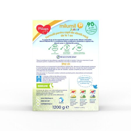 Formula de lapte  Milumil Junior, +1 an, 1200 g, Milupa 753540
