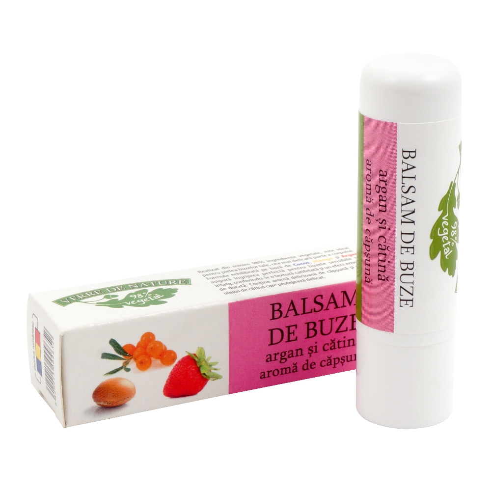 Balsam de buze cu argan, catina si capsune, 4.8 g, Verre de Nature