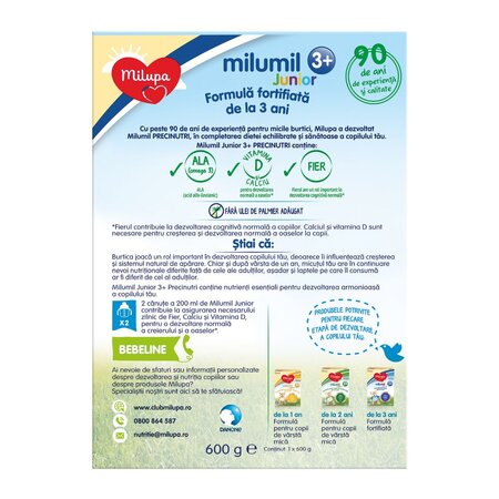 Formula de lapte Milumil Junior, +3 ani, 600 g, Milupa 753498